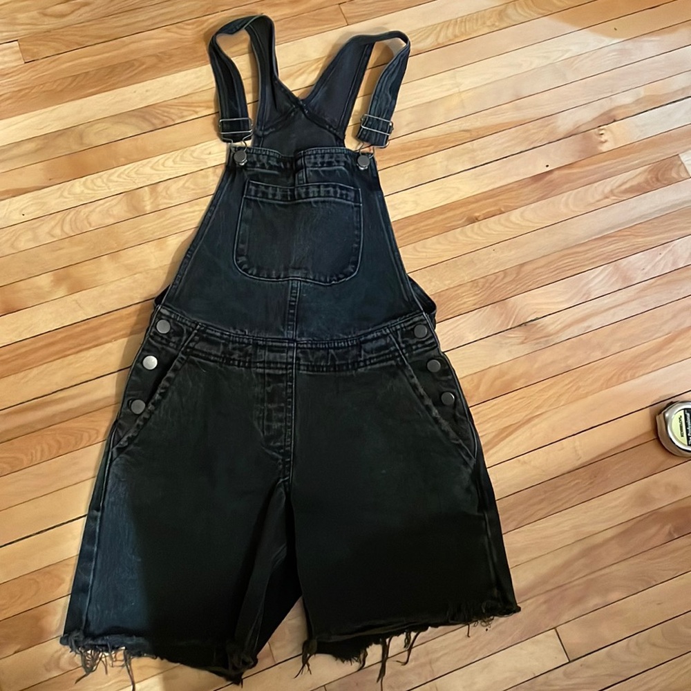 ASOS Balck Denim Jean Overall Cut Off Shorts XS